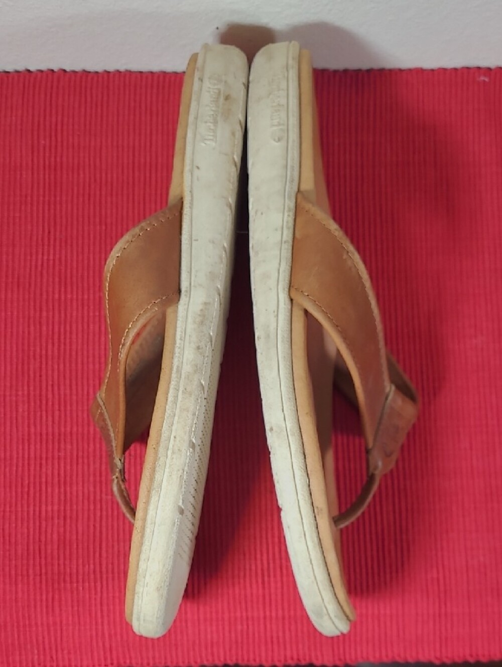 Timberland Brown Leather Toe-Post Sandals- Mens Size 11 - Picture 7 of 10